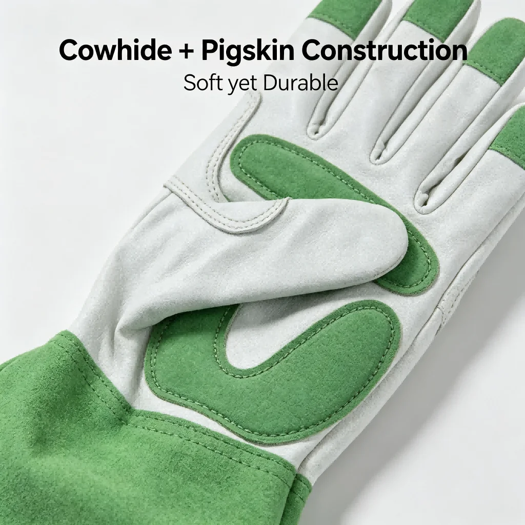 Extended Cuff Cowhide Leather Gloves for Gardening Fencing and Welding Where Hand and Forearm for protection Is Essential