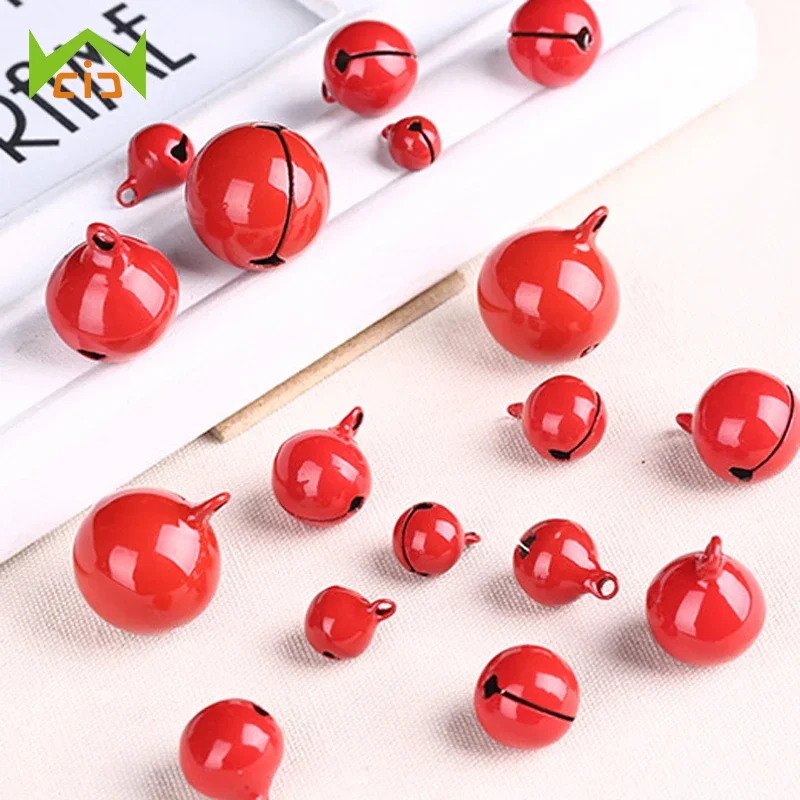 DIY Copper Bells Beads, Jingle Bells, Christmas Decoration Pendants, Handmade Crafts, 8mm, 10mm, 12mm, 14mm, 20mm