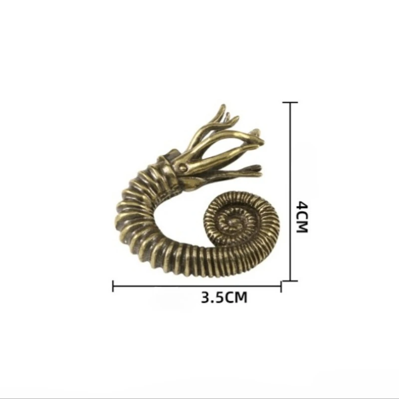 1 PC Collectible Vintage European Horn Stone Nautilus Brass Ornaments Marine Ammonite Snake Stone Metal Craft Home Decoration