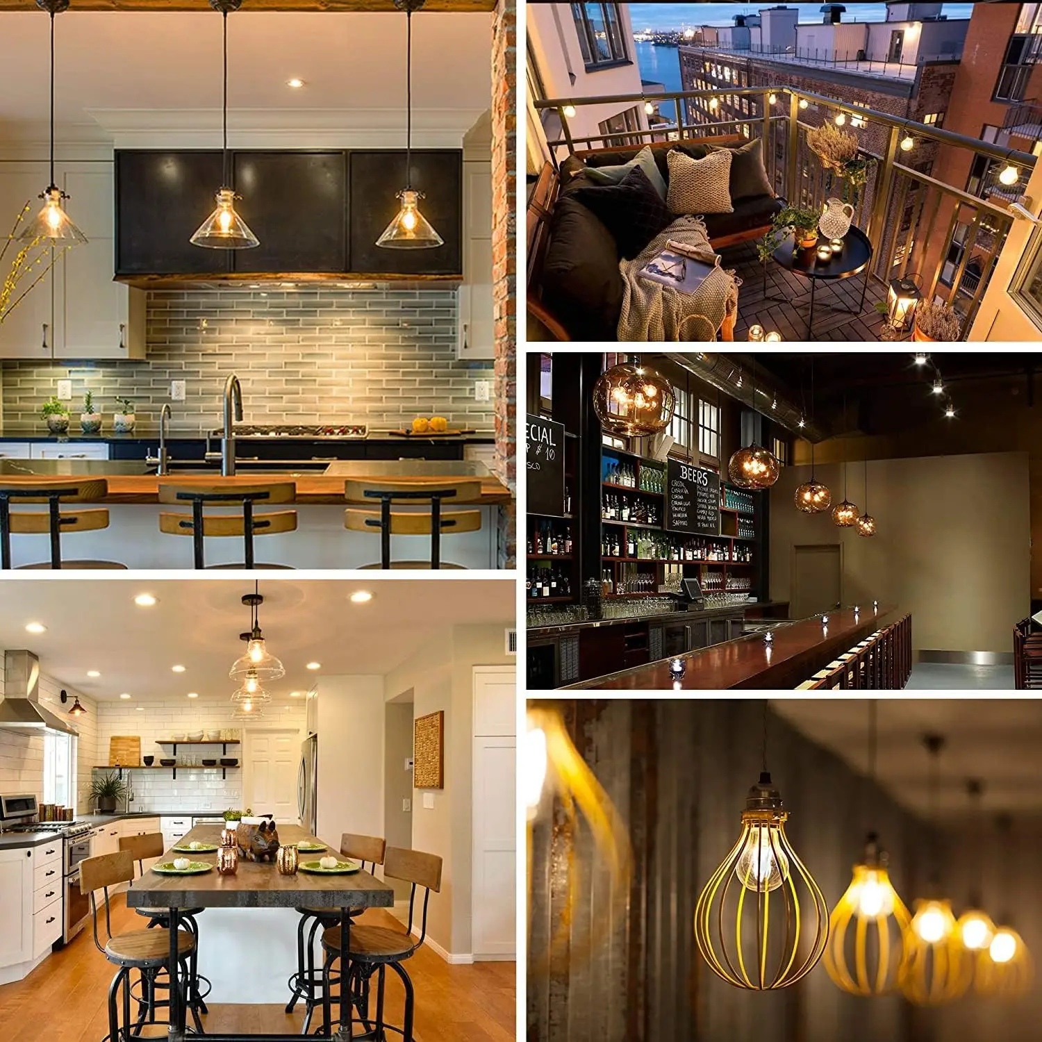 Filament Lamp G40 Led Bulb E27 110V 220V E26 Dimmable 1.5W Vintage Warm White Amber Indoor Pendant String Light Decoration Home