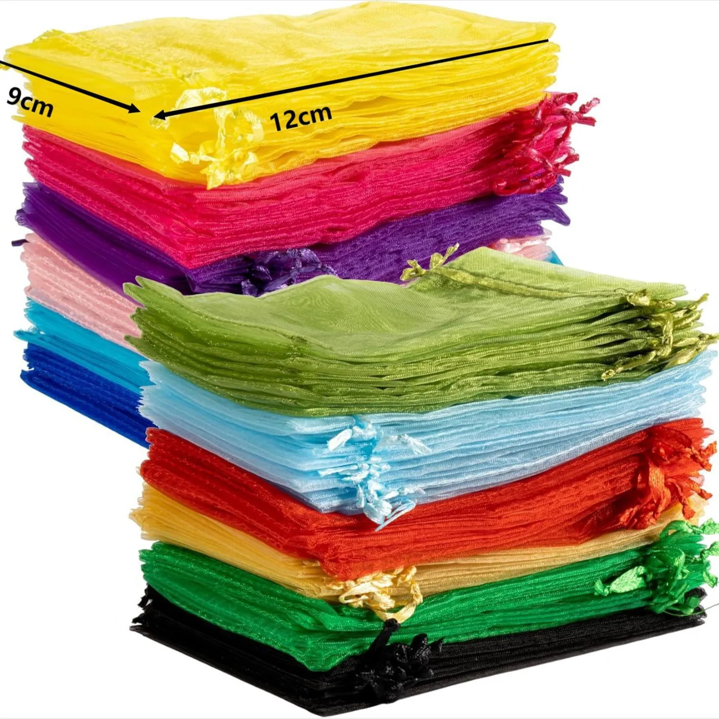 50 Stück/Lot Mehrfarbige Schmuckverpackungsbeutel 5x7 7x9 9x12 10x15CM Organza-Beutel Geschenkaufbewahrung Hochzeit Zugbeutel Großhandel