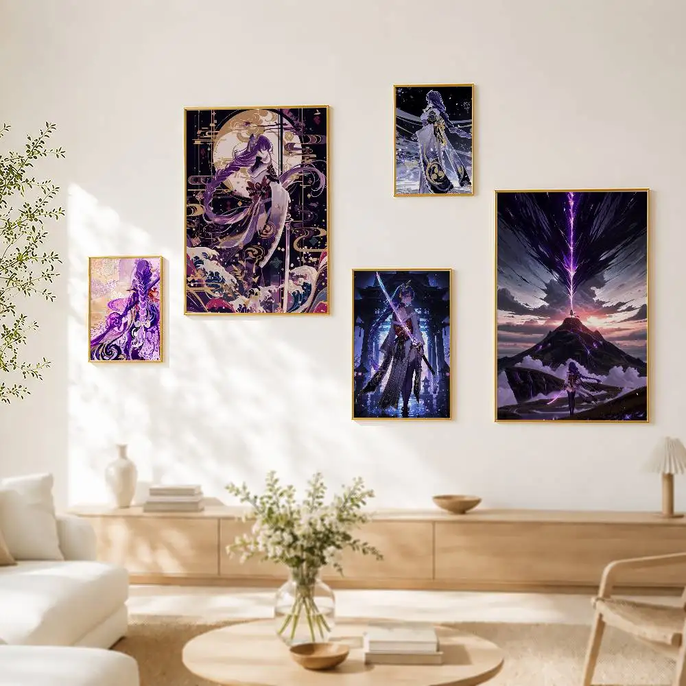 

Genshin R-Raiden S-Shogun HD Poster Self-adhesive Waterproof Wall Sticker, Perfect Decor & Gift for Home Office Dormitory