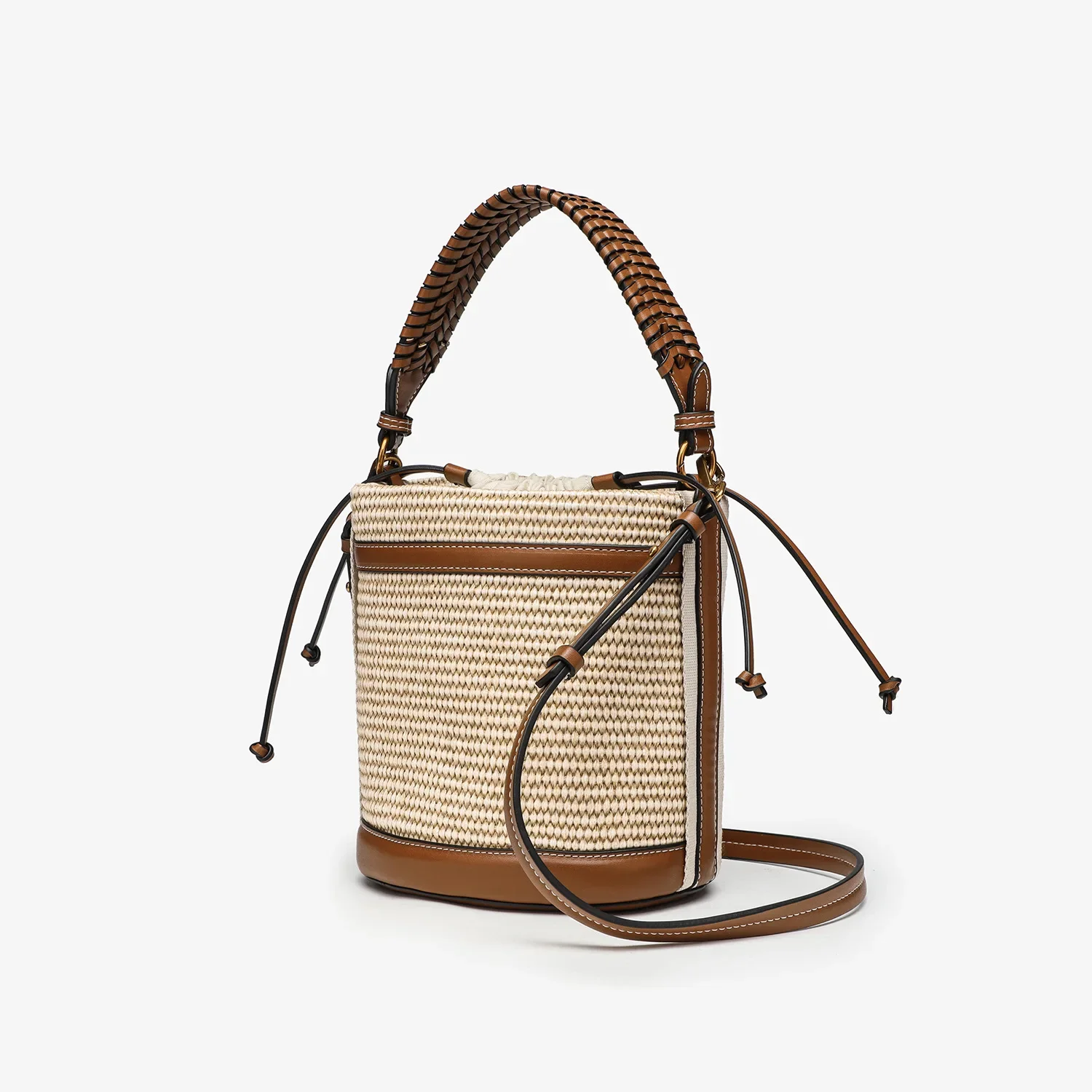 

Fashion Straw Bucket Bag Weave Women Handbags Designer Panelled Shoulder Crossbody Bags Casual Summer Beach Small Tote Purse sac