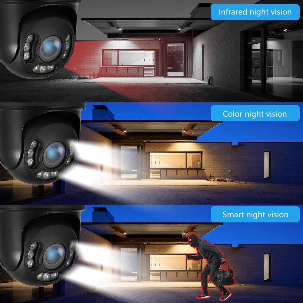 CRU.3G 4G SIM Card 4K 8MP Wireless Security Vedio PTZ Dome Wifi 5MP 2.7-13.5mm 5X Zoom Two Way Audio Outdoor Color Night Version