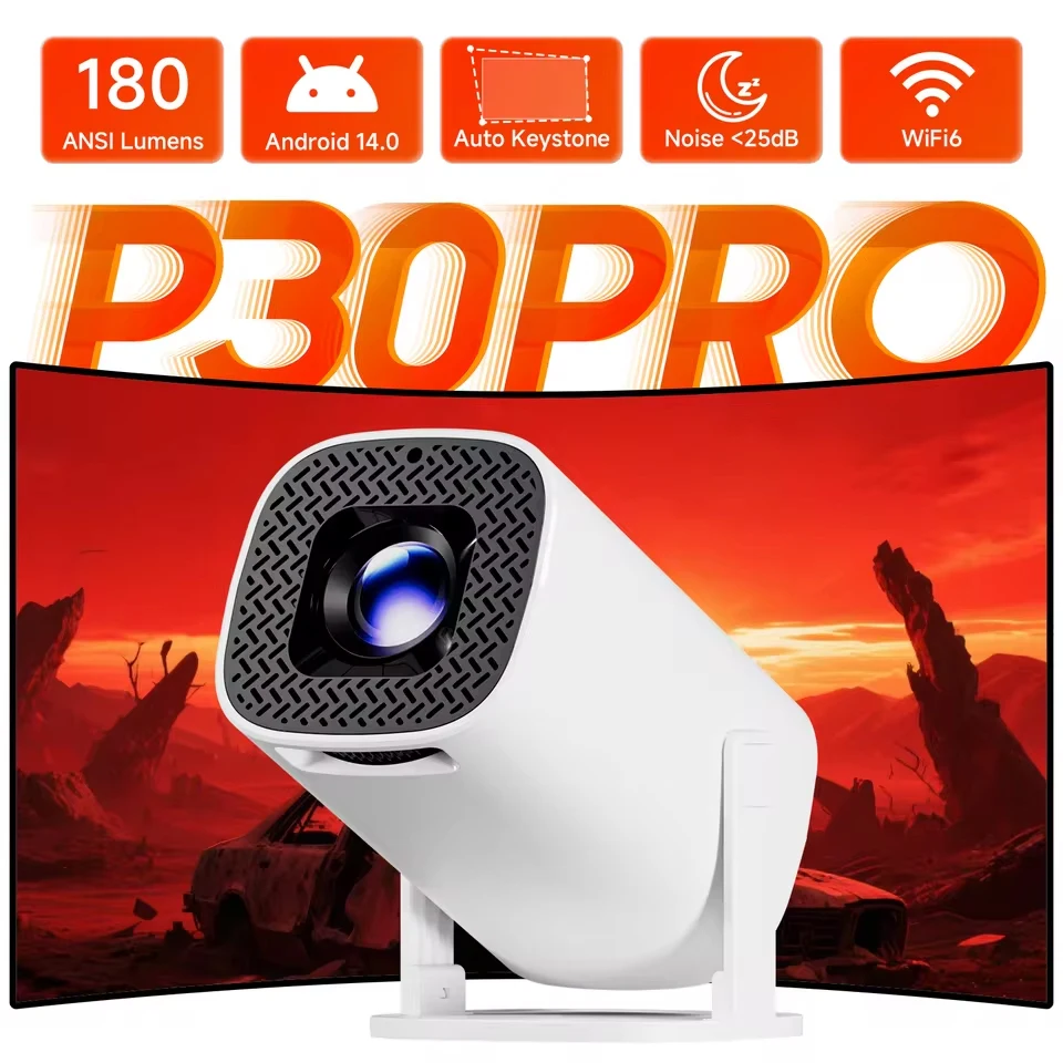 

P30 PRO Smart Mini Projector Android 14 WiFi6 BT 5.0 Supports 4K 1280 * 720P Video Smart Home Theater Outdoor Portable Projector