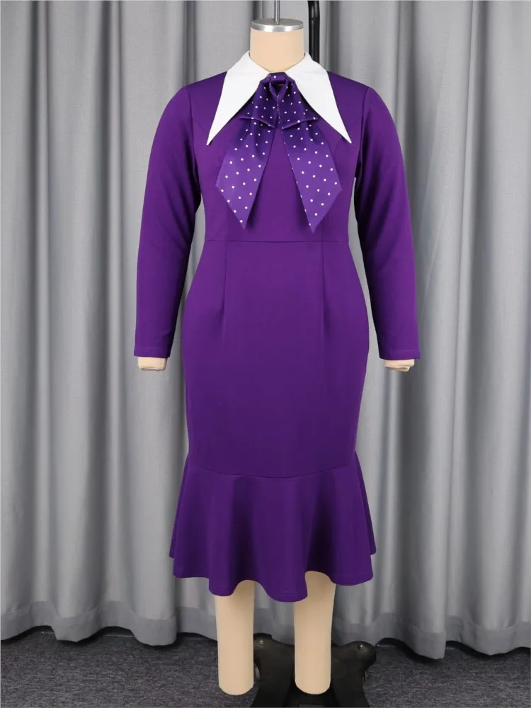 0XL-4XL Plus Size Women Clothes Dresses Elegant Evening Celibrity Clothes Robes Long Sleeve 3XL Big Size Midi Dress Oversized