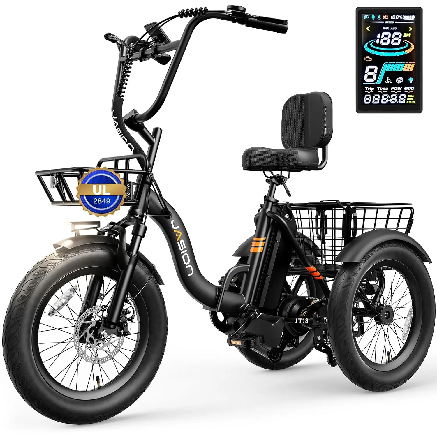 Electric Tricycle Adults 3 Wheel E-Bike, Customized
