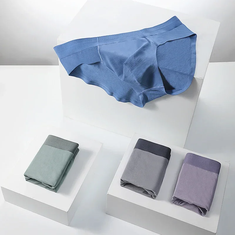 

3PCS Men's underwear, men's Modal seamless shorts, slim and sexy, summer thin triangle pants with slits, comfortable and