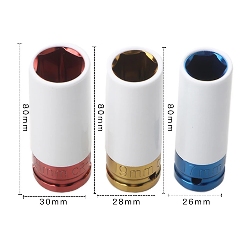 Manga hexagonal Chave Hexagonal Pneu, Proteção Pneus Porca de Impacto, Soquete, Pneumático, 15mm, 17mm, 19mm, 21mm, 22mm, Hex Sockets, Air Gun, 1Pc