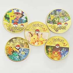 Colección de monedas de Pokémon exquisitas, patrones de Pikachu Mewtwo Eevee, Color chapado en oro, 27 patrones, regalos de Anime Pokemont, Kawaii, nuevo