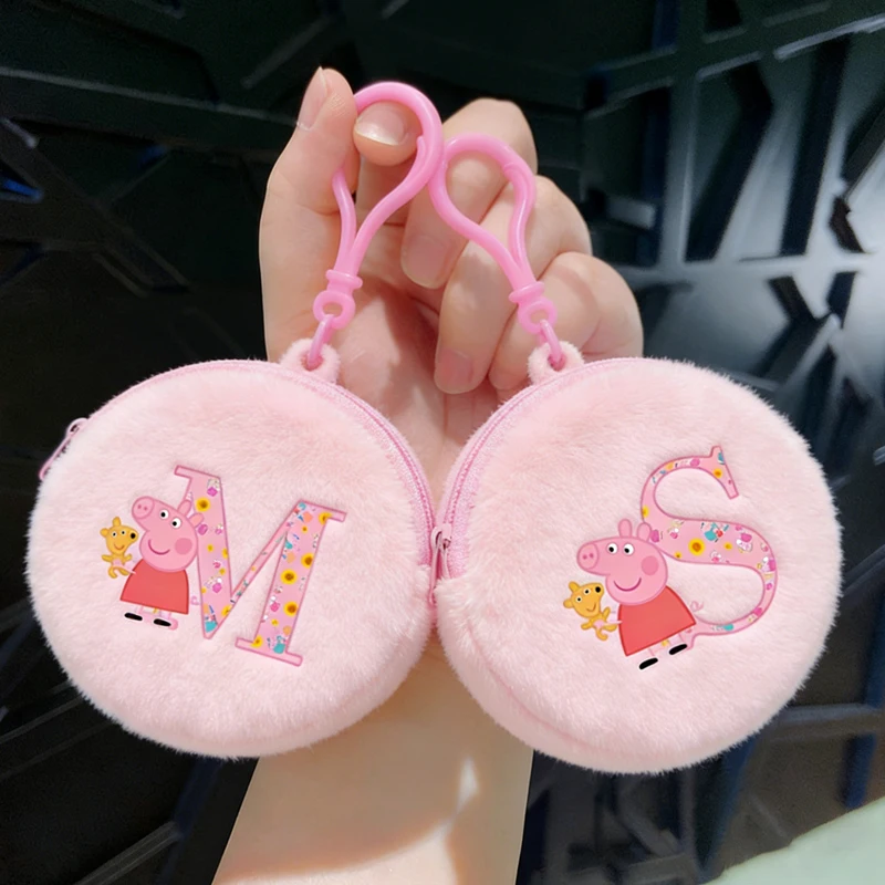 Monederos Pequeños de Peppa Pig, Bolsitas con Letras de la A a la Z, Estuche para Auriculares, Monedero para Monedas, Cartera Pequeña con Cierre