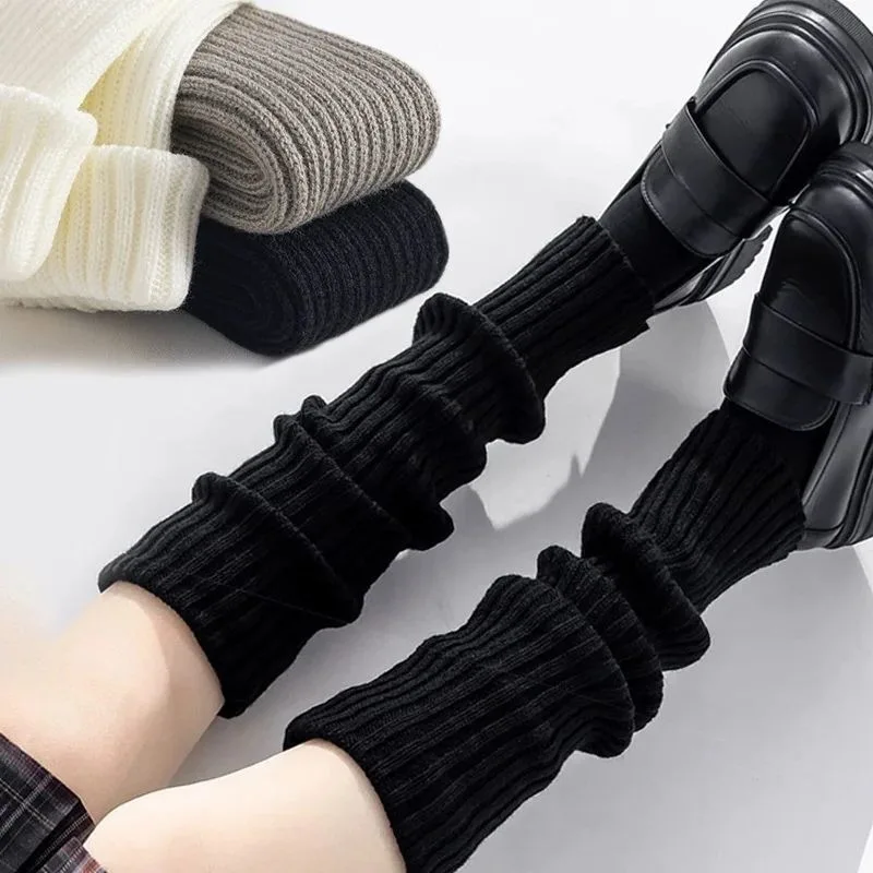 로리타 레그워머 40/70cm 양말 시원하고 루즈한 니트 따뜻한 발 커버 화이트 블랙 워머 여성 가을 겨울 크로셰 양말 부츠 커프스