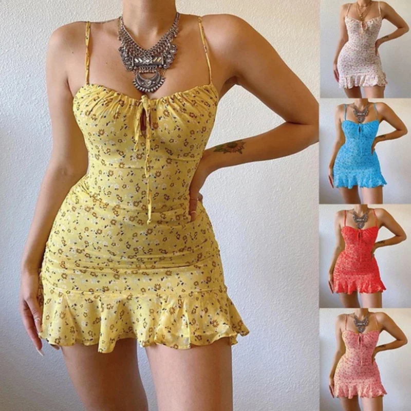 Vestido Camisero de Mujer Casual con Estampado Floral Pequeño, Cómodo para Verano