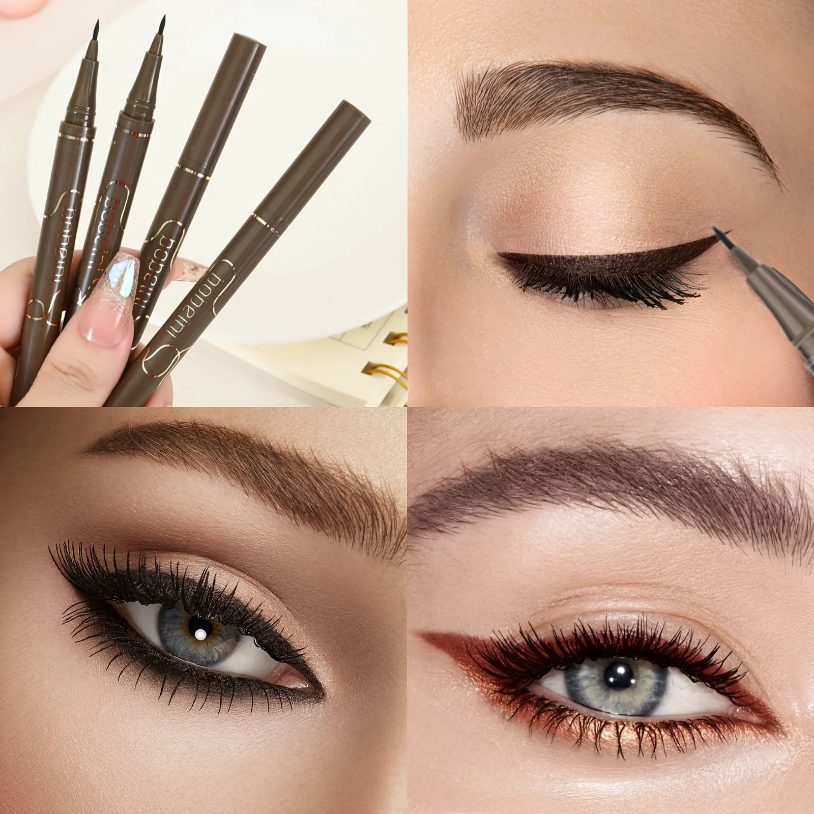 Lápis delineador líquido ultrafino de 0.005mm, caneta delineadora marrom chá para cílios inferiores, de longa duração, à prova d'água, à prova de manchas