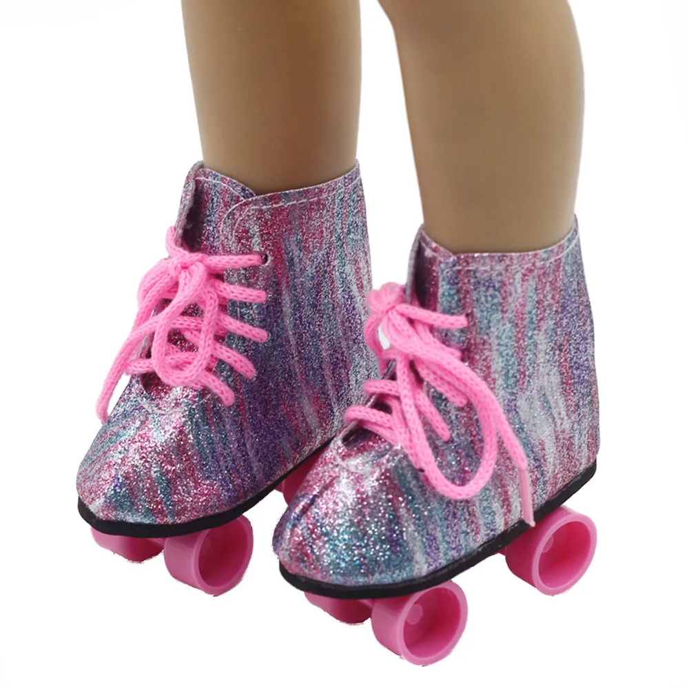 18 Inch American Doll Roller Ice Skates Doll Boots Shoes Fit for 43Cm Baby New Born Doll Generation Christmas Girl`s Toy DIY