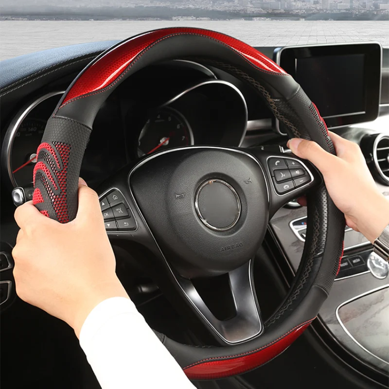 ألياف الكربون + الجلود غطاء عجلة القيادة سيارة لأوبل إنسيجنيا 2008-2013 أسترا (J) كاسكادا موكا 2012-2019 اكسسوارات السيارات