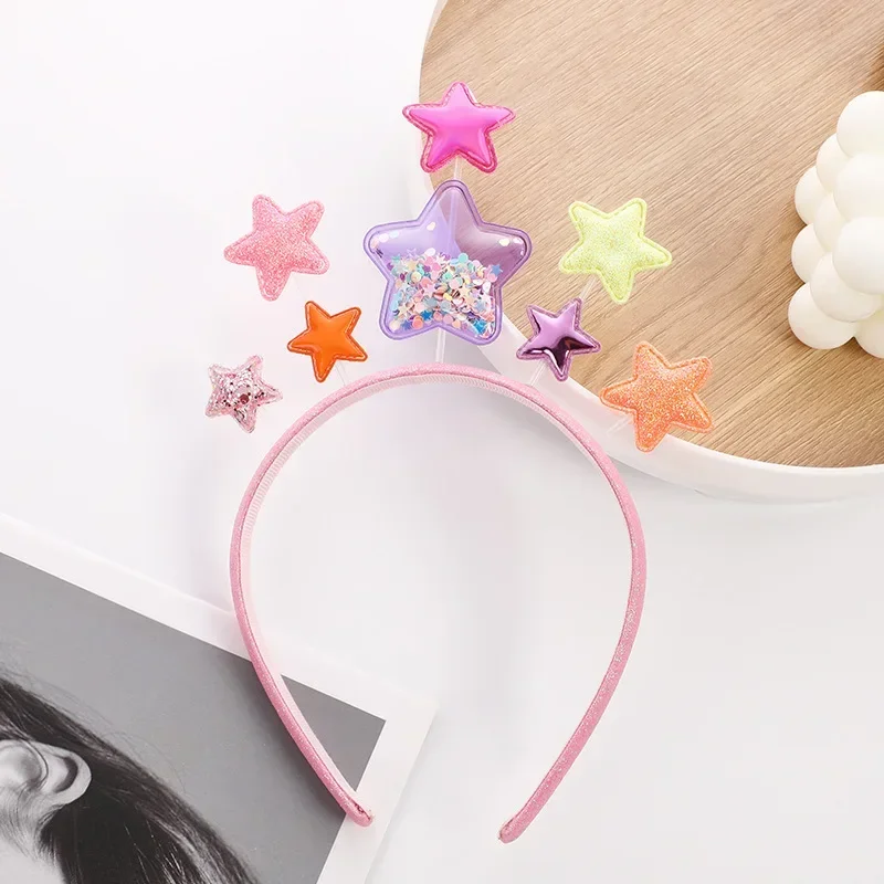 Children\'s Hair Band Sequins Glitter Powder Moon Halloween Charms Metal Alloy Hair Hoop Birthday Kids Headwear Accessories