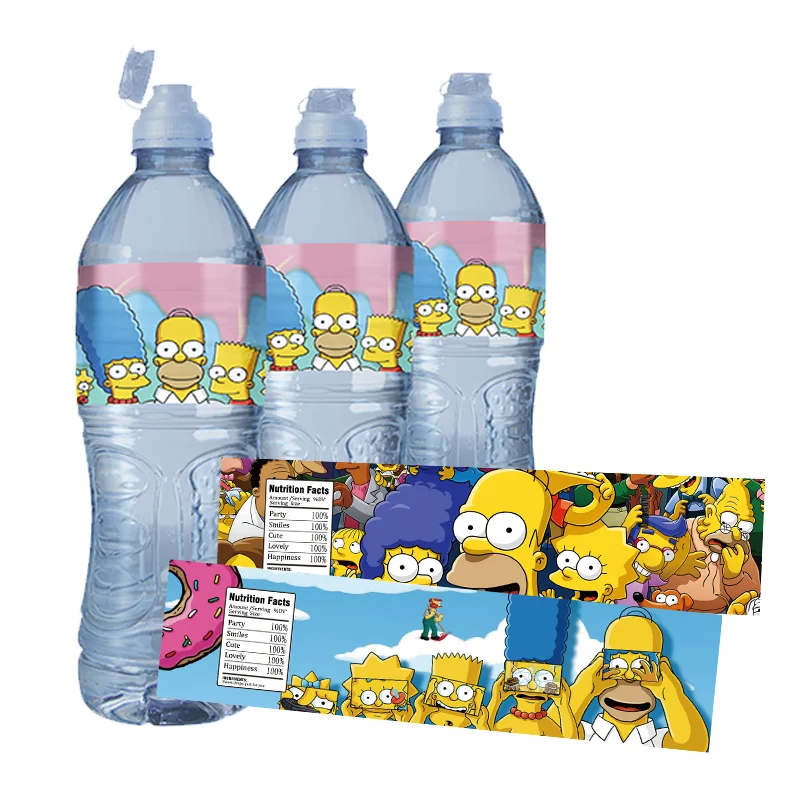 24pcs Simpsons Theme Water Bottle self-adhesive Stickers Kids Birthday Party Decoration Supplies Water Bottle Labels Stickers