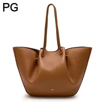 Bolso Tote para Mujer PG, Color Sólido, Cuero Suave, Estilo Extremadamente Simple, Sensación de Relajación de Alta Gama, Bolso de Hombro Versátil para Uso Diario
