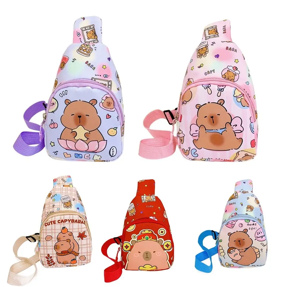 Bolso de pecho de capibara de poliéster de dibujos animados POP MART correa de hombro ajustable bolso cruzado para niños bolso de hombro Casual