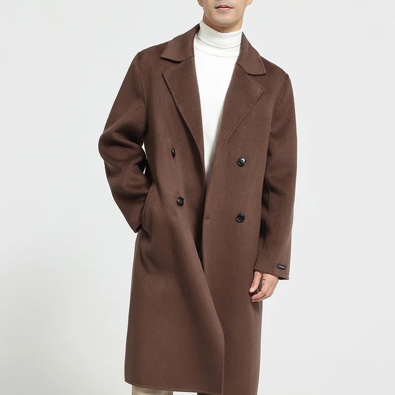 

Men's 100% cashmere thick double-sided extended coat, classic and versatile fashion for business and leisure