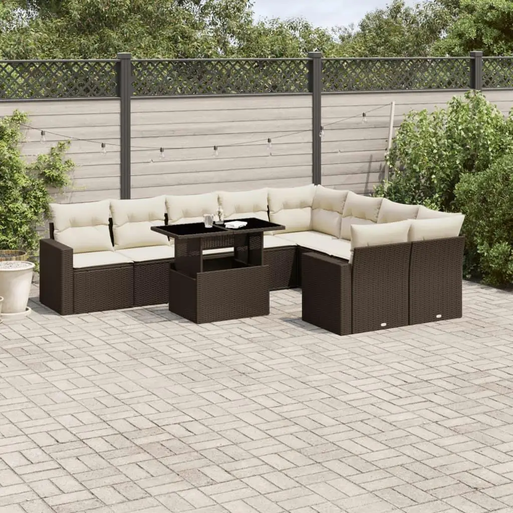 

Cozy Brown Cream Outdoor Garden Sofa Set Stylish Patio Love Seat Cushions Comfortable Seating for Balcony