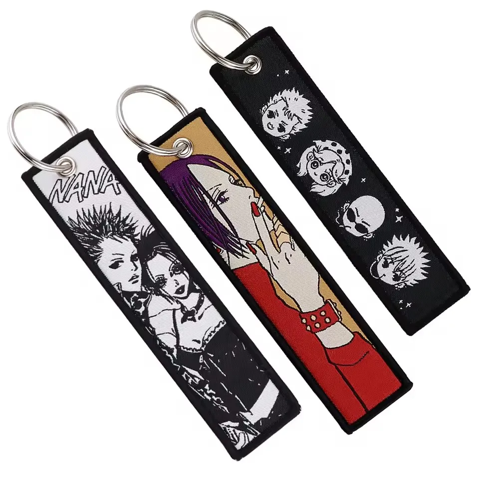 NANA Anime Eye Keychain for Motorcycles and Cars Backpack Manga Key Tag Cartoon Embroidery Key Fobs Bag Keyring Chaveiro Jewelry