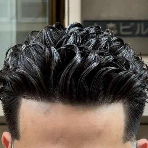 Imagen 1 del producto Peluca de hombre 100% cabello humano, línea de cabello natural, base de PU duradera de 0.1mm, negro/gris, indetectable, prótesis capilar.