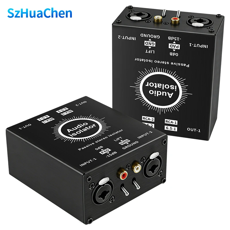 Ground Loop Isolator Built in Dual Low Frequency Transformer Hum Eliminator XLR RCA for DJ Karaoke Stage Sound Quality