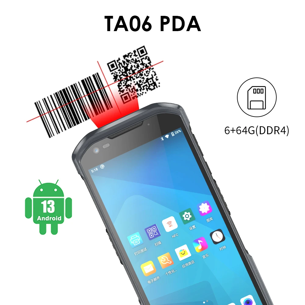 Effon TA06 Industrial PDA Cheap Price Wireless Portable Palm Scanner Reader 4G GPS Handheld Computer Full HD