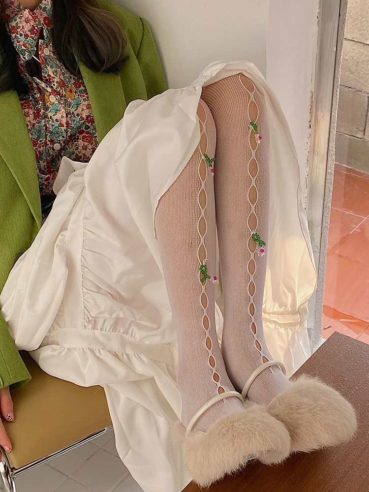 Special-Interest Design Colorful Cherry Crystal Decoration Hand-Stitched Mesh Pure Desire Wind outside Wear