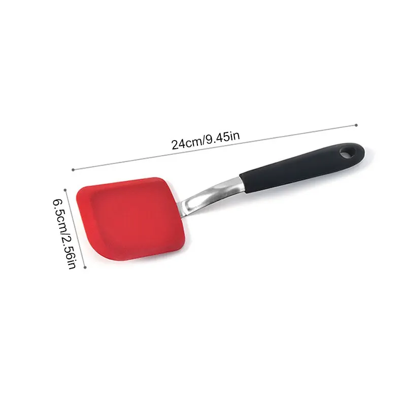 1Pc Non-Stick Fried Steak Spatula - Silicone Long Handle Frying Spatula Mini Kitchen Utensils