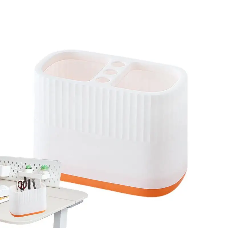 

Pen Holder For Desk 2 Compartments Makeup Brush Holder Organizer Art Supply Storage Box Pen Storage Organizer Stationery Holder