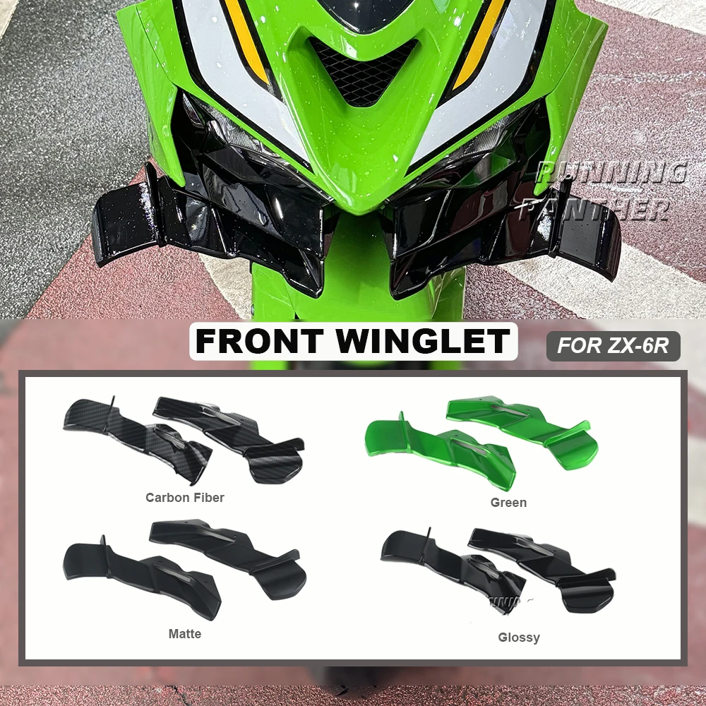 

For Kawasaki ZX-6R ZX6R ZX 6R 2024-2025 NEW Motorcycle Front Lip Spoiler Wing Fairing Downforce Front Aerodynamics GP Wing Kit