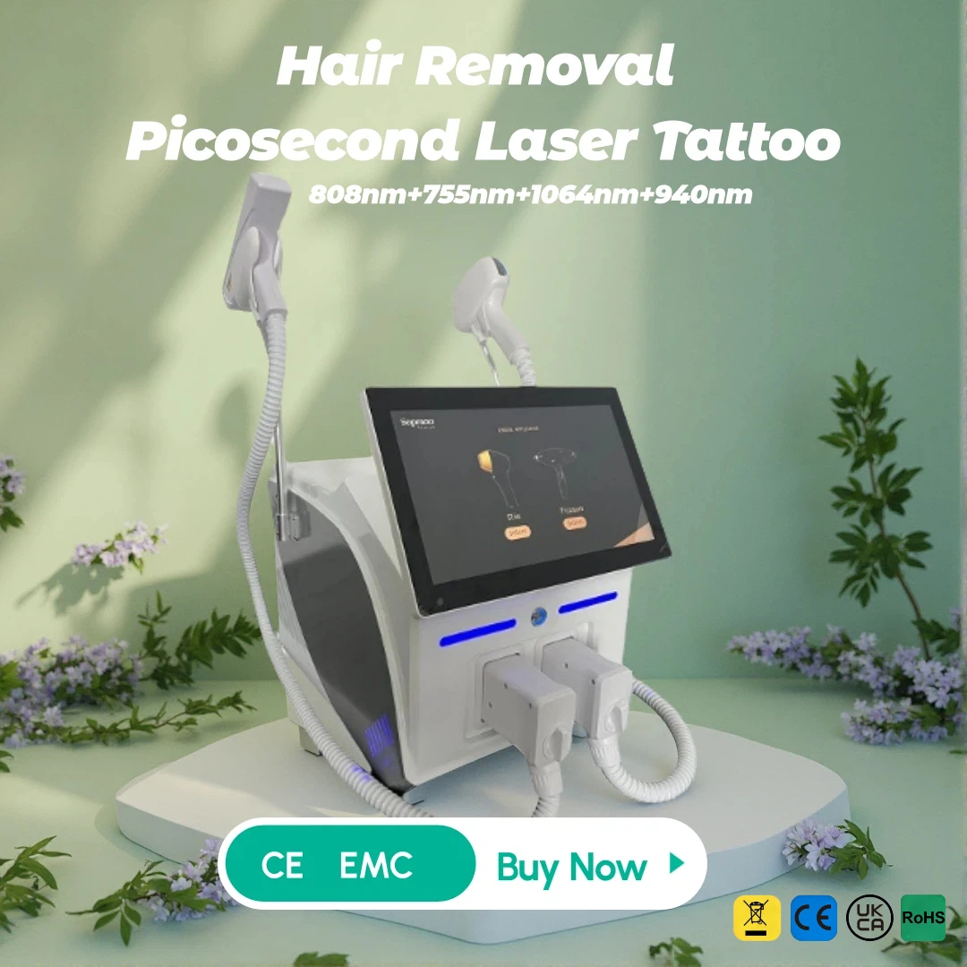 

2 Handle Laser Hair Tattoo Removal Device Beauty Salon Instrument Facial Underarm Leg Removal Women Equipment 4 Laser Wavelength