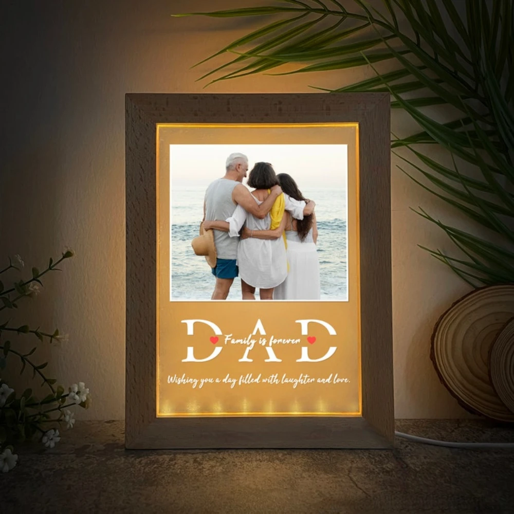 Aangepaste Acryl Lamp Gepersonaliseerde Foto Tekst Slaapkamer Nachtlampje Voor Mama Papa Love Vriend Familie Dag Bruiloft Verjaardagscadeau