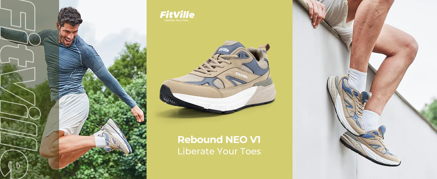 Fitville Walkingschuhe Extra Breite Casual Herren-Sneaker mit Gewölbestütze Sportschuhe für Männer zur Linderung von Plantarfasziitis – Detail 3