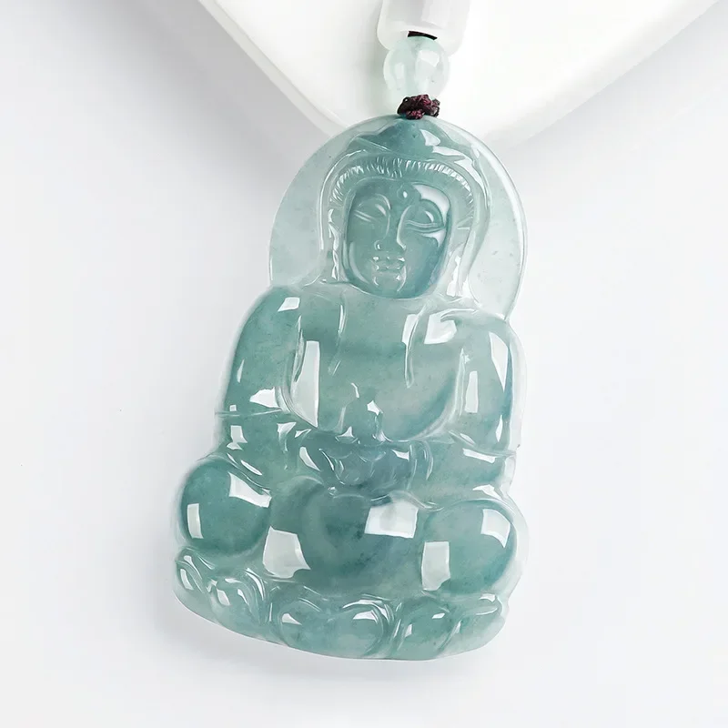 

Burmese Jade Buddha Guanyin Pendant Luxury Pendants Necklaces Choker Natural Stone Real Jadeite Emerald Jewelry Green Gift Men