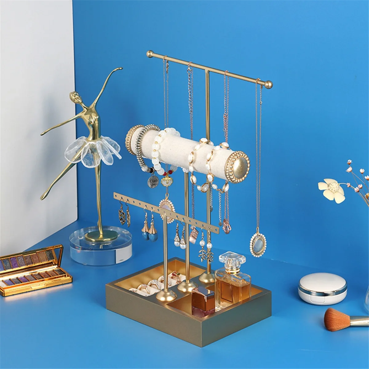 ABQR or 3 niveaux en forme de T porte-bijoux Bracelet porte-bijoux bijoux bague présentoir de bijoux boucle d'oreille stockage