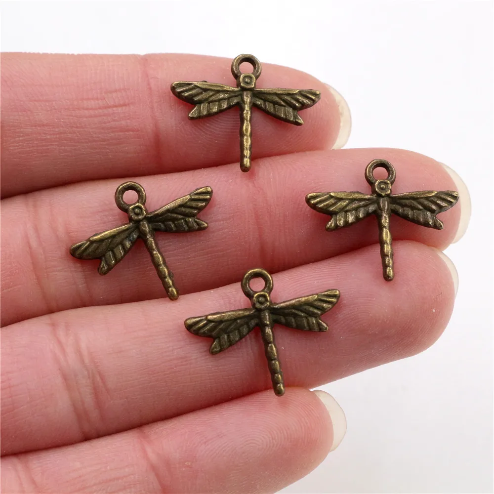 Antique Silver Plated Bronze Plated Dragonfly Butterfly Bird Handmade Charms Pendant DIY for bracelet necklace