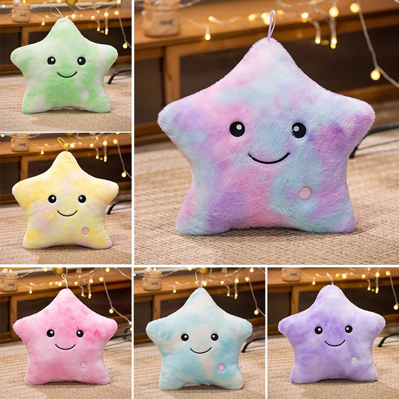 อิเล็กทรอนิกส์ Star Plush ของเล่นตุ๊กตา Soft Star หมอนตุ๊กตา LED Light Plush Glowing Soft ตุ๊กตาเด็กทารกของเล่นของขวัญวันเกิดตกแต่งบ้าน