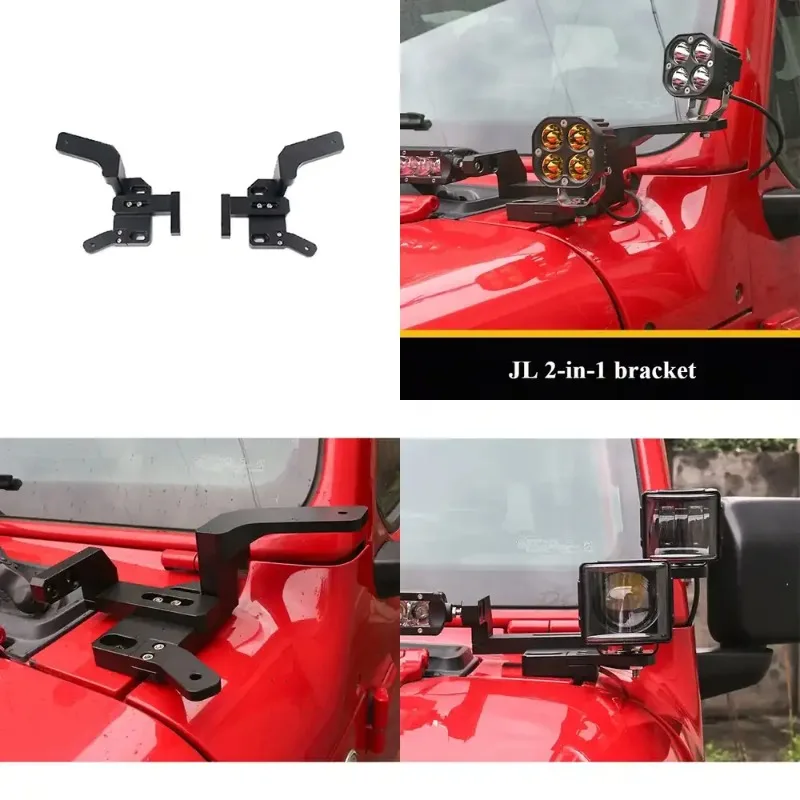

JL Modified A-pillar Two in One Double-layer Spotlight Bracket Aluminum Alloy Auxiliary Light Bracket Modification Part