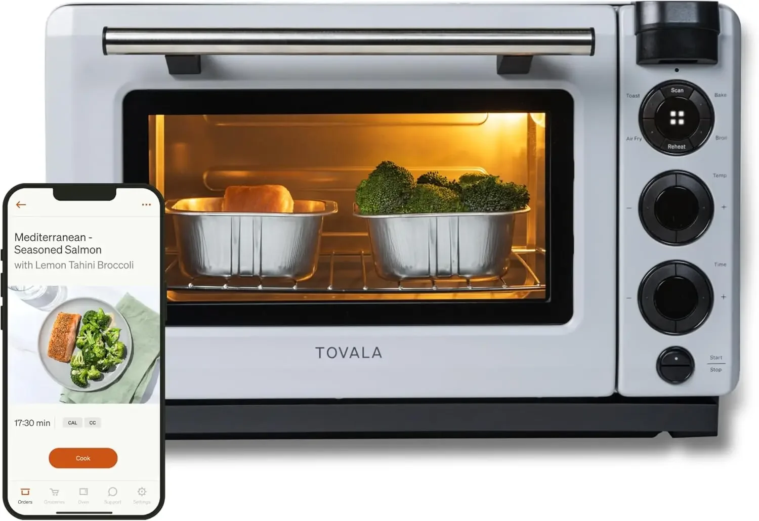 Tovala Smart Oven, 5-in-1 Air Fryer Oven Combo - Air Fry, Toast, Bake, Broil, and Reheat - Smartphone Controlled Countertop