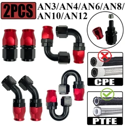 2X 3AN 4AN 6AN 8AN 10AN 12AN PTFE Oil Fuel Line Hose Swivel End Fittings Adapter Cooling Pipe Connector Joint 0 45 90 180 Degree