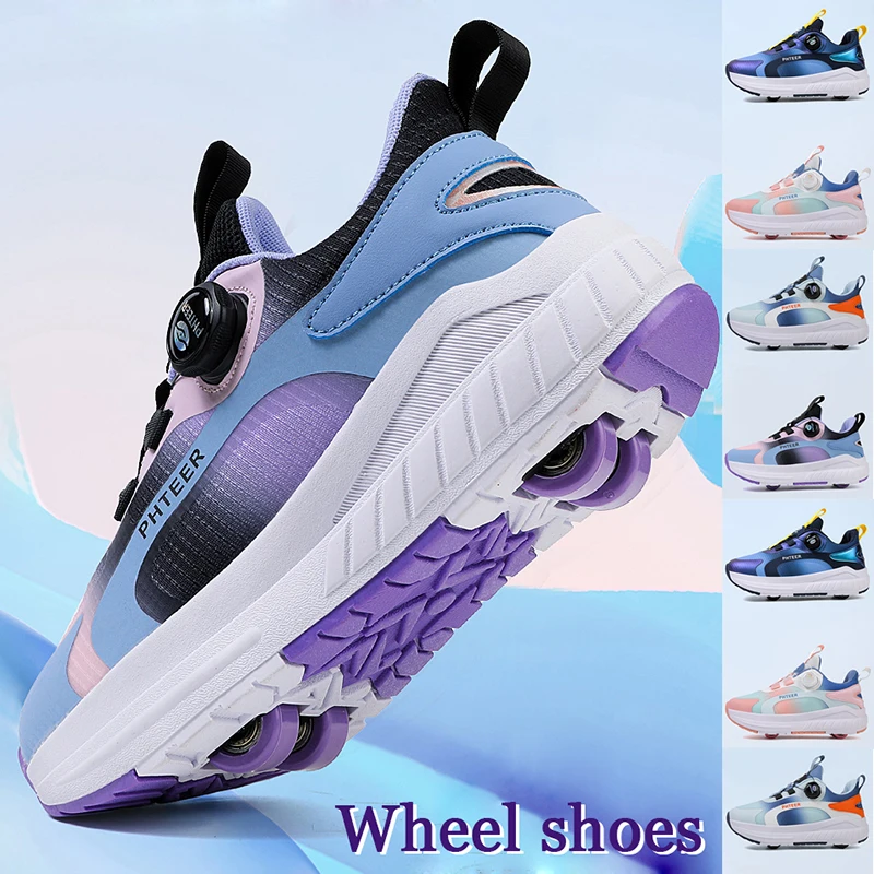 High quality children's roller skates increase wear resistant rotary buckle sports shoes Breathable detachable wheel shoes