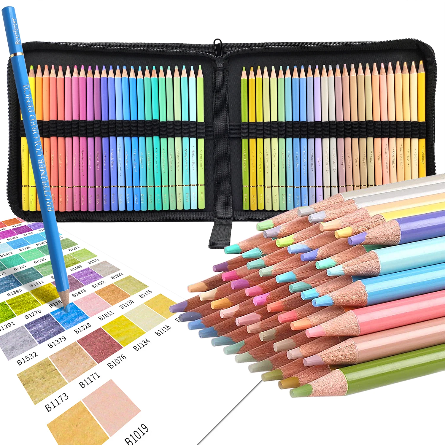 

New Brutfuner 72 Macaron 50 Metallic Colors Professional Artist Colored Pencils Soft Core Case Bag For School Color Art Supplies