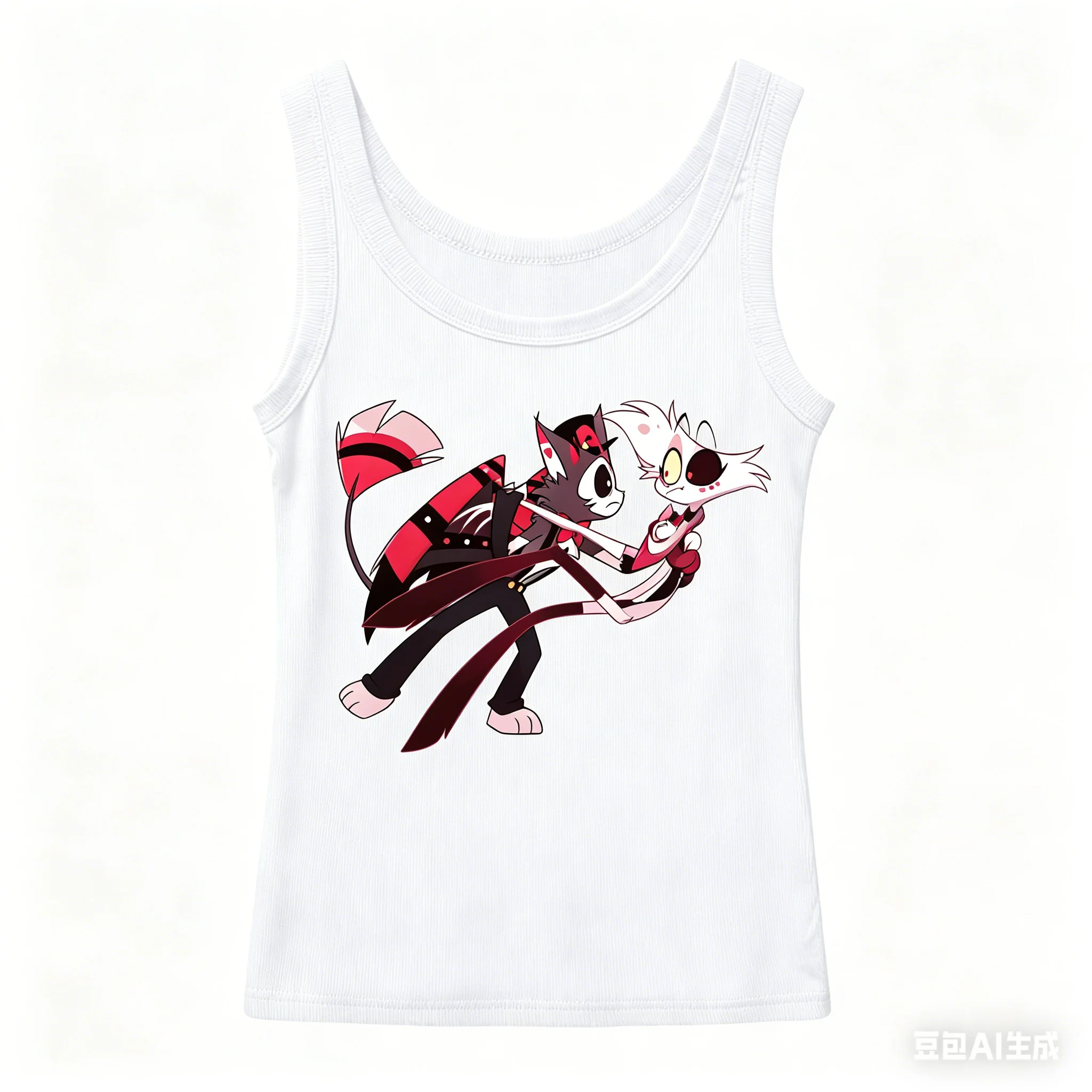 Hazbin Hotel Ribbed Tank personality Clothes New Model Anime Tank top Yearround clothing Plus Size Y2k Short Sleeves Couples tee