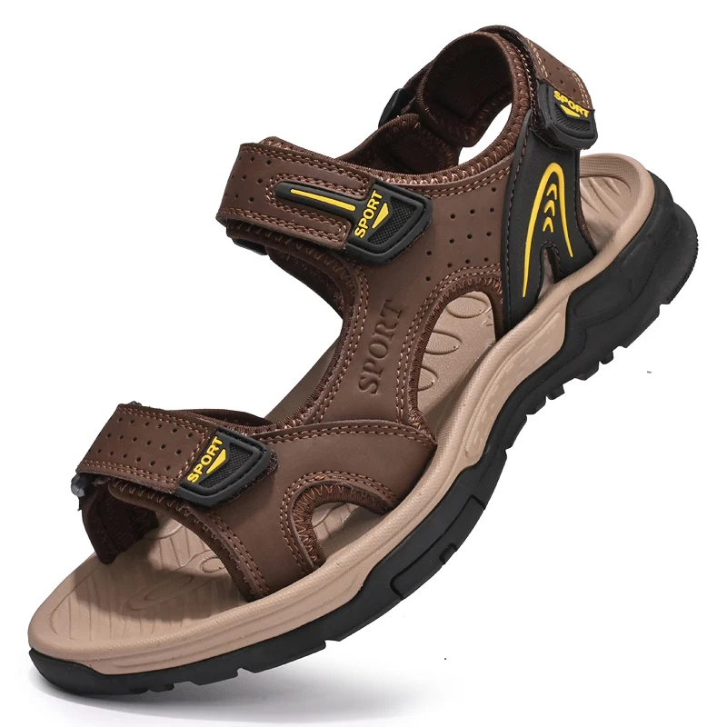

Genuine Leather Men Sandals Summer New Large Size Men Sandals Outdoor Men's Casual Shoes Fashion Sandals Slippers Big Size 38-46