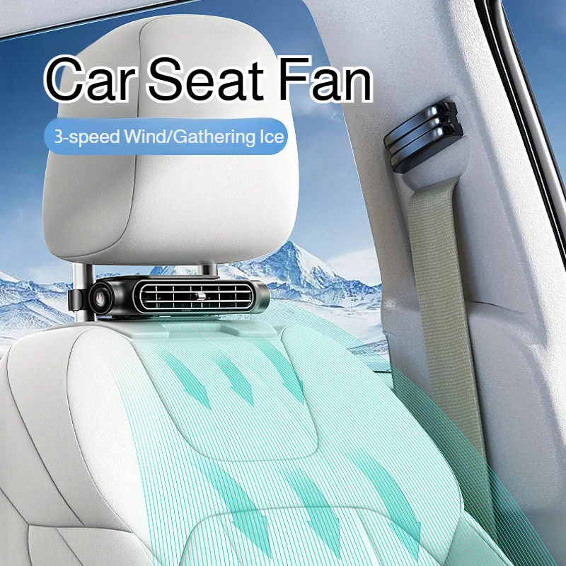 Car Seat Fan Front Rear Seat Headrest Cooling Air Fan Refrigeration 3 Speed independent switch Car Interior