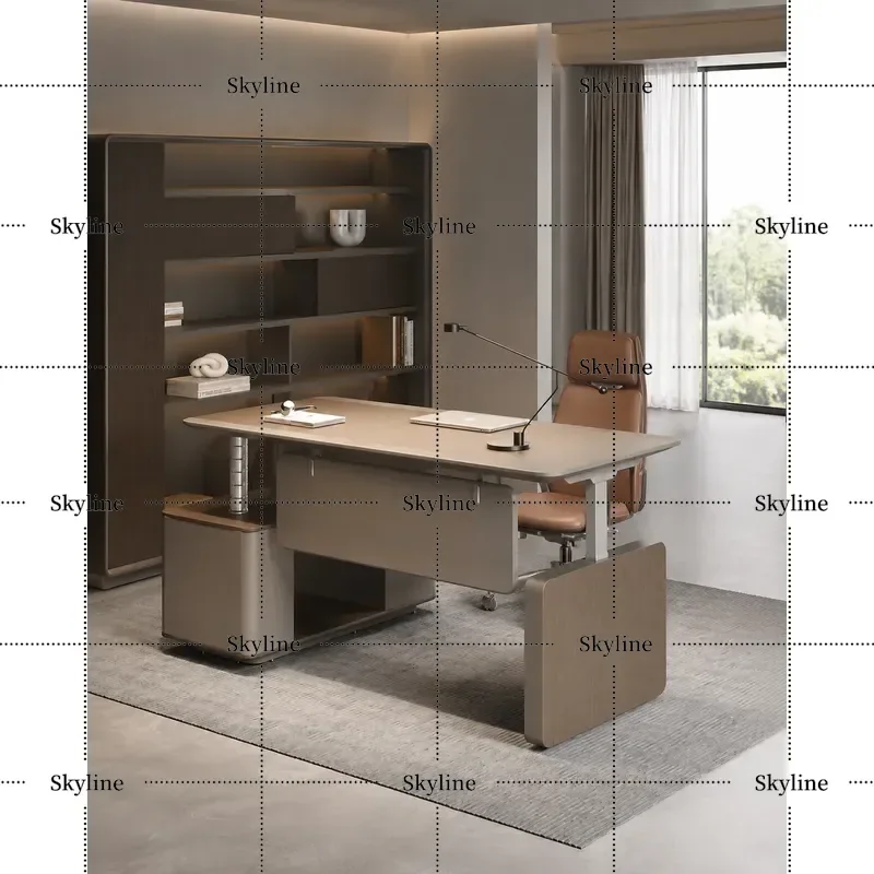 Electric Height Adjustable Executive Desk Modern Light Luxury Office Table for President Supervisor Manager High End
